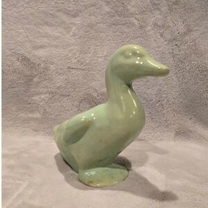 Vintage Ceramic Duck Planter Pot Cute Green Glazed Animal Figurine Home Decor
